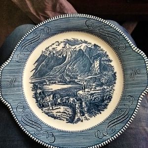 Vintage Currier & Ives Royal Blue and White Plate